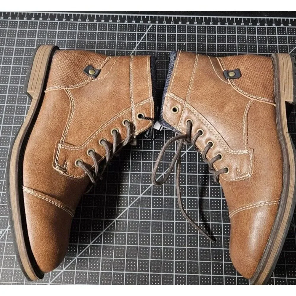 Sonoma Goods for LIfe Protector boys' 4 Med ankle boots‎ faux leather cognac